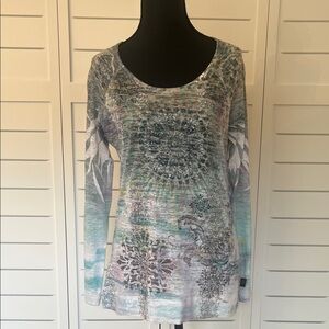 PrAna Women’s Burnout Graphic Long-Sleeve Scoop Neck Top Tee